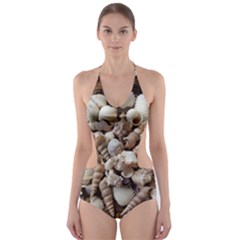 Tropical Sea Shells Collection, Copper Background Cut-out One Piece Swimsuit by yoursparklingshop