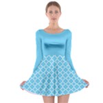 Bright blue quatrefoil pattern Long Sleeve Skater Dress