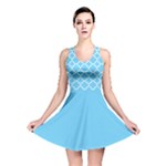 Bright blue quatrefoil pattern Reversible Skater Dress
