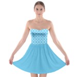 Bright blue quatrefoil pattern Strapless Bra Top Dress