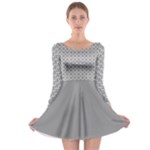 Grey Quatrefoil Pattern Long Sleeve Skater Dress