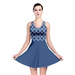 Navy blue quatrefoil pattern Reversible Skater Dress