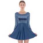 Navy blue quatrefoil pattern Long Sleeve Skater Dress