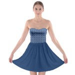 Navy blue quatrefoil pattern Strapless Dresses