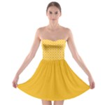 Sunny Yellow quatrefoil pattern Strapless Dresses