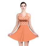 Tangerine Orange Quatrefoil Pattern Reversible Skater Dress