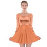 Tangerine Orange Quatrefoil Pattern Long Sleeve Skater Dress