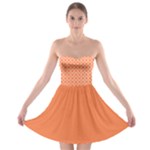 Tangerine Orange Quatrefoil Pattern Strapless Dresses
