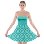 Turquoise Quatrefoil Pattern Strapless Dresses
