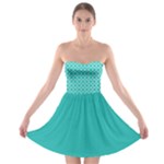 Turquoise Quatrefoil Pattern Strapless Dresses