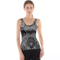 Mariager - Bold Flower Design - Black And White Tank Top by Zandiepants