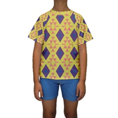Tribal Shapes And Rhombus Pattern                         Kid s Short Sleeve Swimwear by LalyLauraFLM