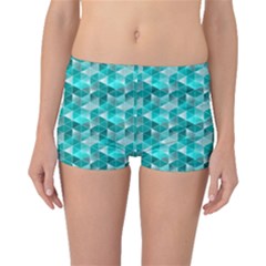 Aquamarine Geometric Triangles Pattern Boyleg Bikini Bottoms by KirstenStar