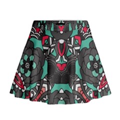 Petals, Dark & Pink, Bold Flower Design Mini Flare Skirt by Zandiepants