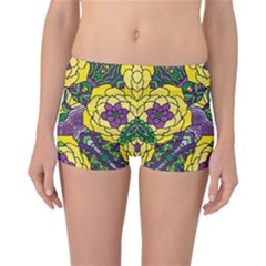 Petals, Mardi Gras, Bold Floral Design Reversible Boyleg Bikini Bottoms by Zandiepants