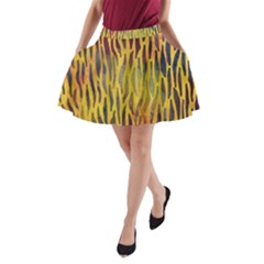 Colored Tiger Texture Background A-line Pocket Skirt by TastefulDesigns