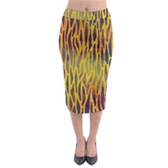 Colored Tiger Texture Background Midi Pencil Skirt by TastefulDesigns