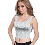 Whimsical Feather Pattern, Dusk Blue Crop Top