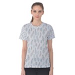 Whimsical Feather Pattern, Dusk Blue Women s Cotton Tee