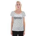 Whimsical Feather Pattern, Dusk Blue Women s Cap Sleeve Top