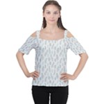 Whimsical Feather Pattern, Dusk Blue Women s Cutout Shoulder Tee