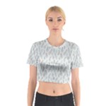 Whimsical Feather Pattern, Dusk Blue Cotton Crop Top