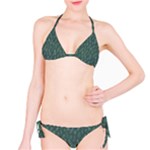 Whimsical Feather Pattern, Forest Green Bikini Set