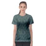 Whimsical Feather Pattern, Forest Green Women s Sport Mesh Tee
