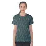 Whimsical Feather Pattern, Forest Green Women s Cotton Tee