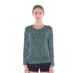 Whimsical Feather Pattern, Forest Green Women s Long Sleeve Tee