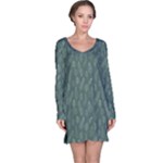 Whimsical Feather Pattern, Forest Green Long Sleeve Nightdress