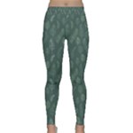 Whimsical Feather Pattern, Forest Green Yoga Leggings