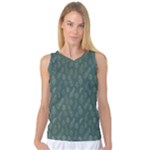 Whimsical Feather Pattern, Forest Green Women s Basketball Tank Top