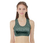 Whimsical Feather Pattern, Forest Green Women s Sports Bra with Border