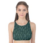 Whimsical Feather Pattern, Forest Green Tank Bikini Top