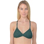 Whimsical Feather Pattern, Forest Green Reversible Tri Bikini Top
