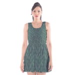 Whimsical Feather Pattern, Forest Green Scoop Neck Skater Dress