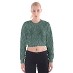 Whimsical Feather Pattern, Forest Green Women s Cropped Sweatshirt