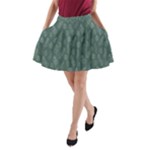 Whimsical Feather Pattern, Forest Green A-Line Pocket Skirt