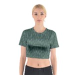 Whimsical Feather Pattern, Forest Green Cotton Crop Top