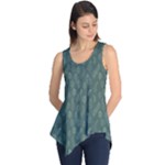 Whimsical Feather Pattern, Forest Green Sleeveless Tunic