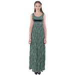 Whimsical Feather Pattern, Forest Green Empire Waist Maxi Dress