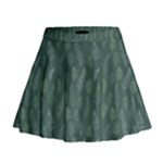 Whimsical Feather Pattern, Forest Green Mini Flare Skirt