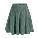 Whimsical Feather Pattern, Forest Green High Waist Skirt