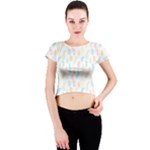 Whimsical Feather Pattern,fresh Colors, Crew Neck Crop Top