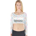 Whimsical Feather Pattern,fresh Colors, Long Sleeve Crop Top