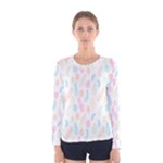 Whimsical Feather Pattern,fresh Colors, Women s Long Sleeve Tee