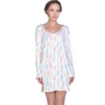 Whimsical Feather Pattern,fresh Colors, Long Sleeve Nightdress