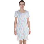 Whimsical Feather Pattern,fresh Colors, Short Sleeve Nightdress