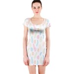 Whimsical Feather Pattern,fresh Colors, Short Sleeve Bodycon Dress